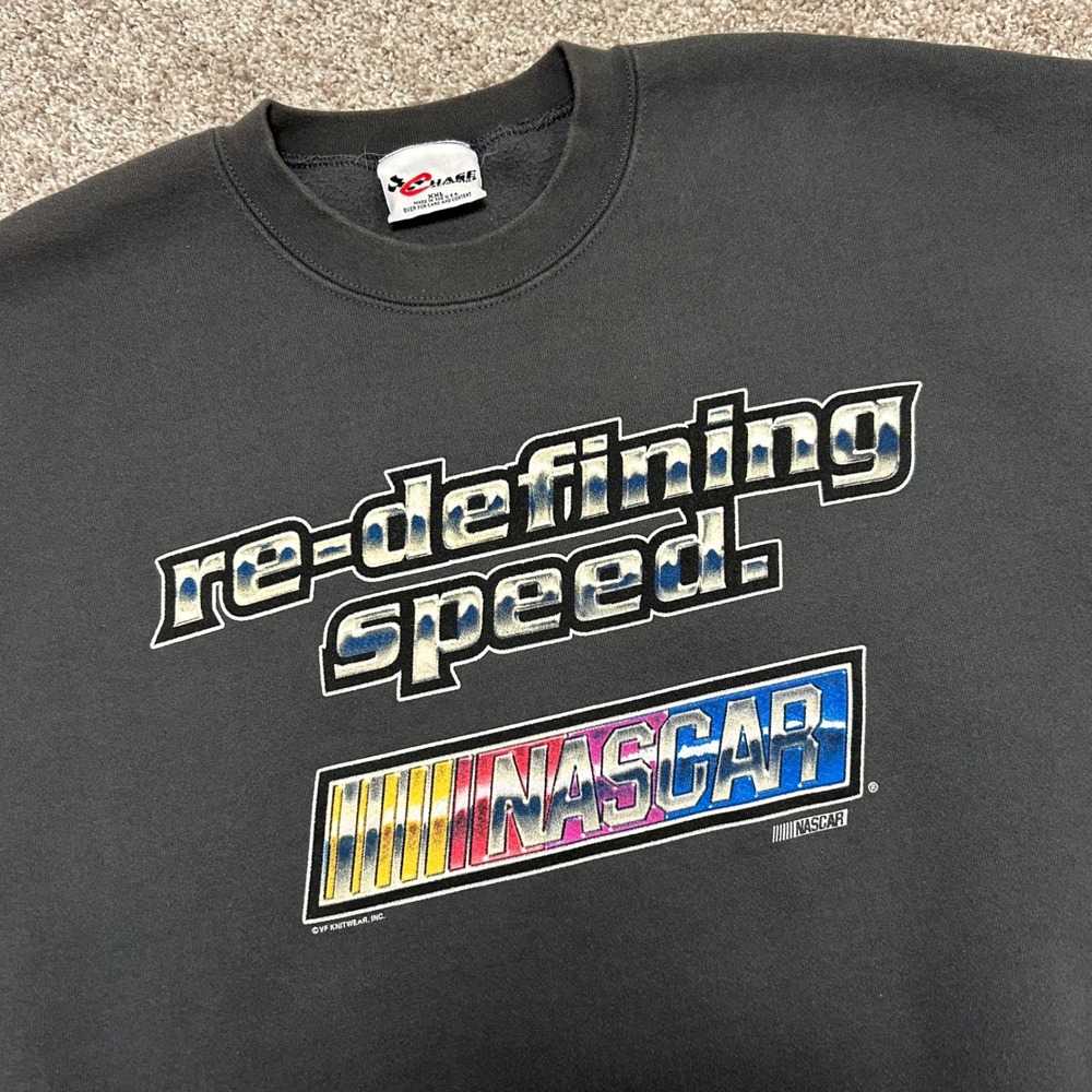 Vintage Nascar Re-defining Speed Sweatshirt Men Size XXL USA Made Gray Racing